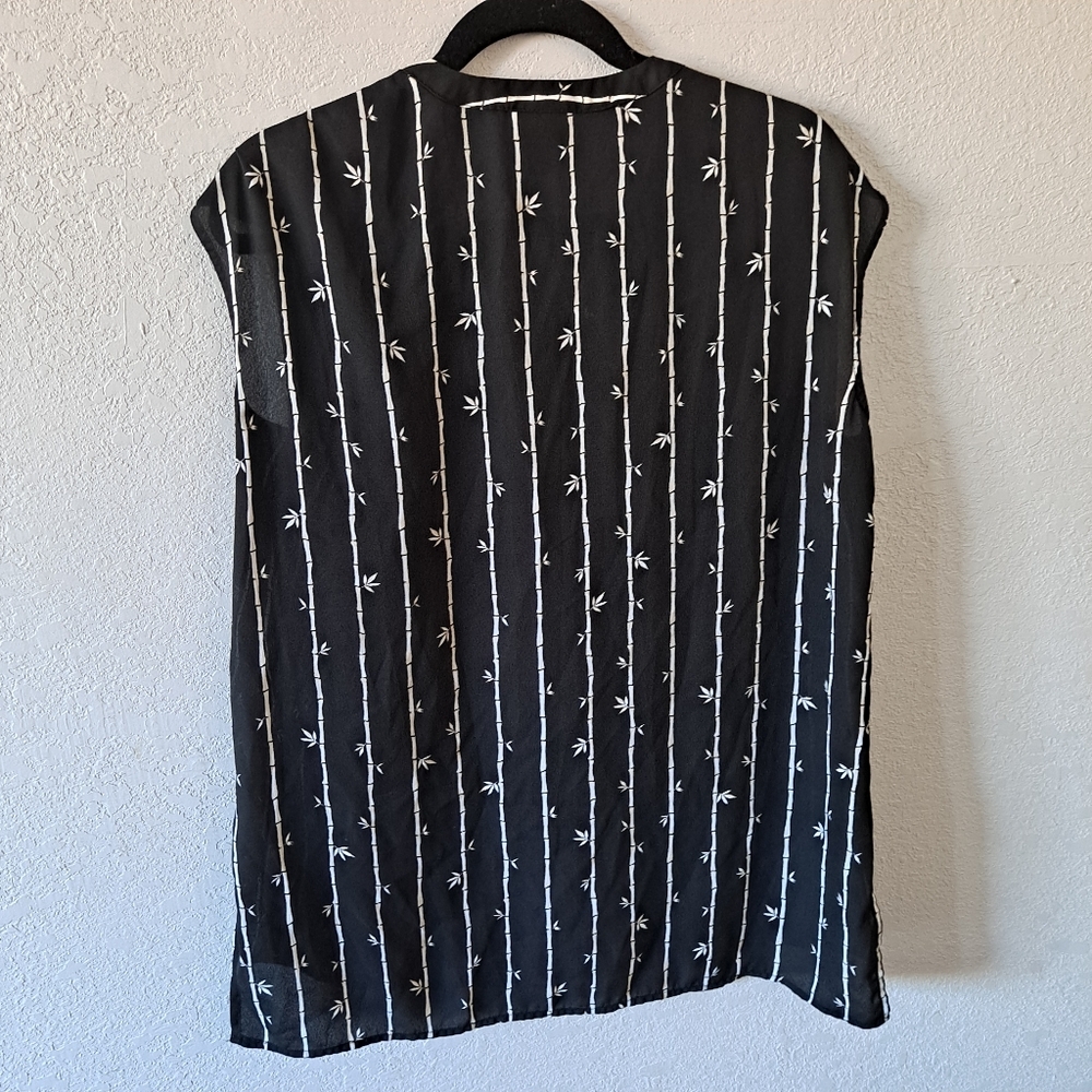 Worthington Black Bamboo striped Blouse - Picture 6 of 7